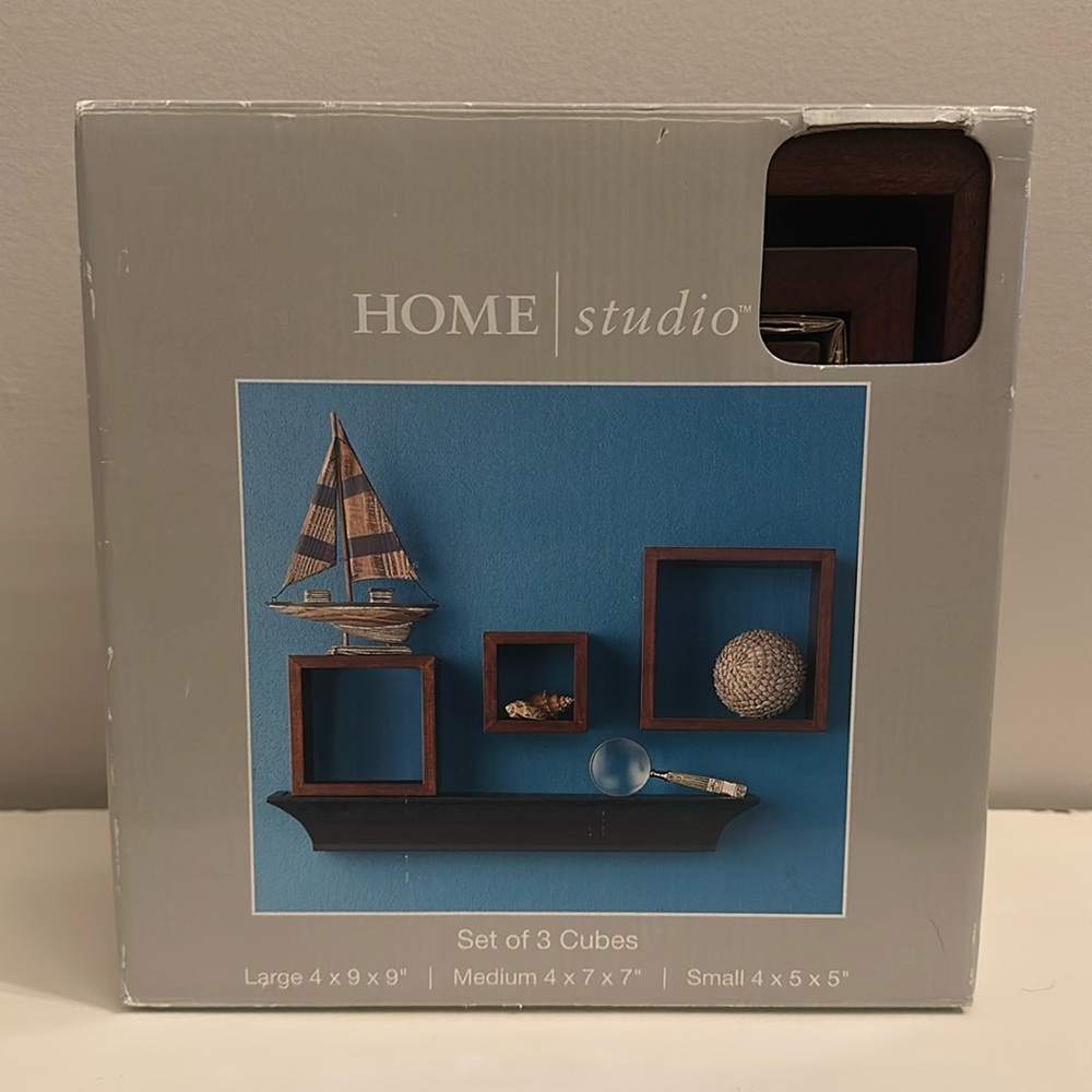 Home|Studio Set of 3 Wooden Cube Shelves
